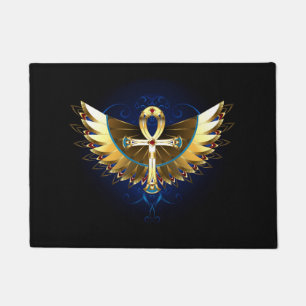 Felpudo Ankh de oro con alas