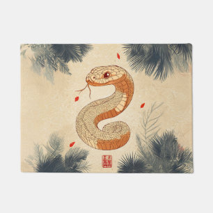 Felpudo Año de la serpiente majestuosa Cobra doble felicid