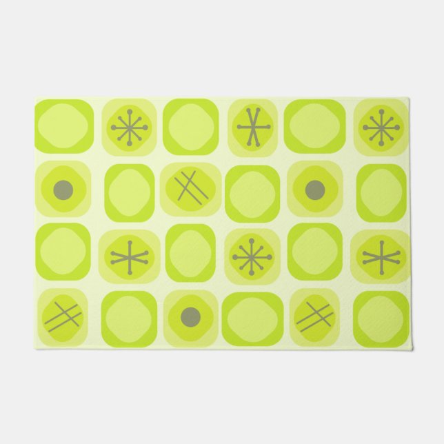 Felpudo Años 1950 Mod Art Cubes blandas Chartreuse (Anverso)