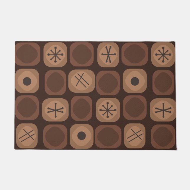 Felpudo Años 1950 Mod Art Cubes suaves marrón (Anverso)