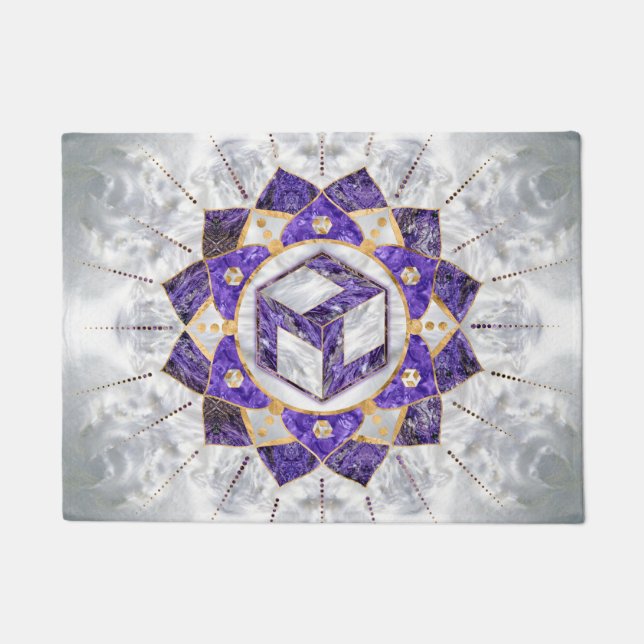 Felpudo Antahkarana en Lotus Mandala- Amethyst and Pearl (Anverso)