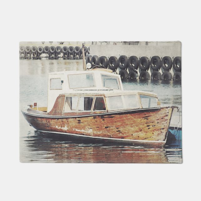 Felpudo Antiguo barco pesquero Nautical (Anverso)