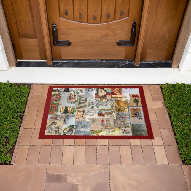 Felpudo Antiguos Navidades victorianos Arte de Collage Eph (Exterior)