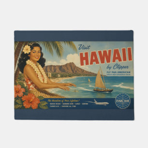 Felpudo Anuncio de viaje hawaiano de estilo vintage