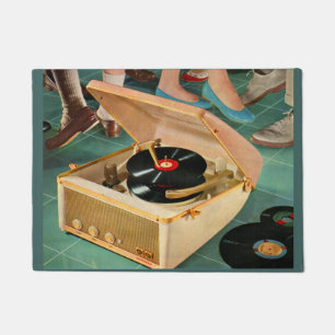 Felpudo anuncio portátil del tocadiscos de los años 50