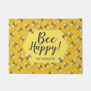 Felpudo Apellido feliz de las abejas y del panal el   de