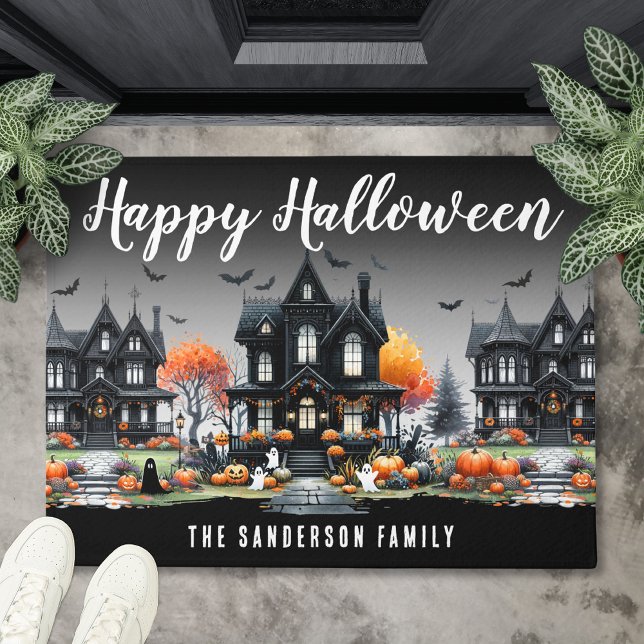 Felpudo Apellido Feliz Halloween (Family Name Happy Halloween Doormat)