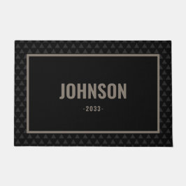 Felpudo Apellido moderno de familia personalizada negra