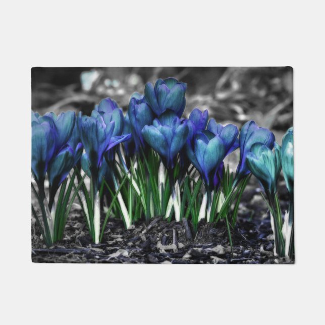 Felpudo Aqua Blue Crocus Blooms (Anverso)