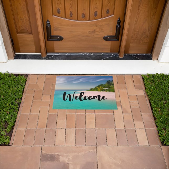 Felpudo Aquamarine Ocean Tropical Beach Scenic Welcome (Exterior)