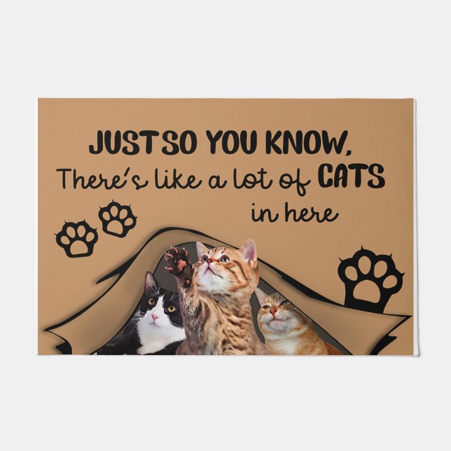 Felpudo Aquí Hay Muchos Gatos, En La Mata Cubierta (Anverso)