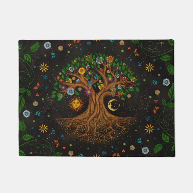 Felpudo Árbol caprichoso de la vida - Yggdrasil (Anverso)