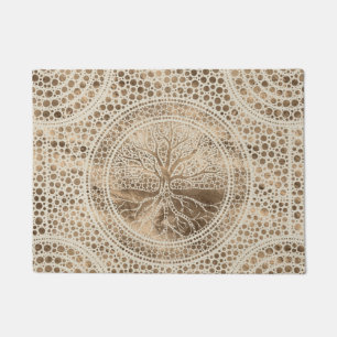 Felpudo Árbol de la vida - oro del pastel del arte del