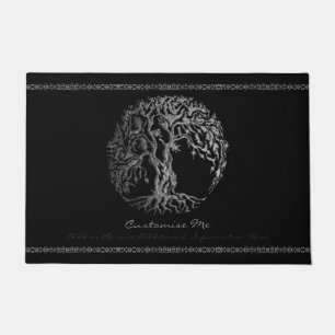 Felpudo Árbol de Mehndi de la vida (alheña) (plata)