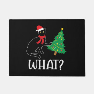 Felpudo Árbol de Navidad de gato divertido sobre gato qué