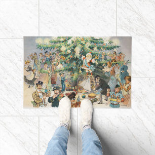 Felpudo Árbol de Navidad de la Sátira Eduardiana Estampa d