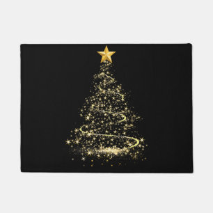 Felpudo Árbol de Navidad Divertido en Dorado Feliz Navidad