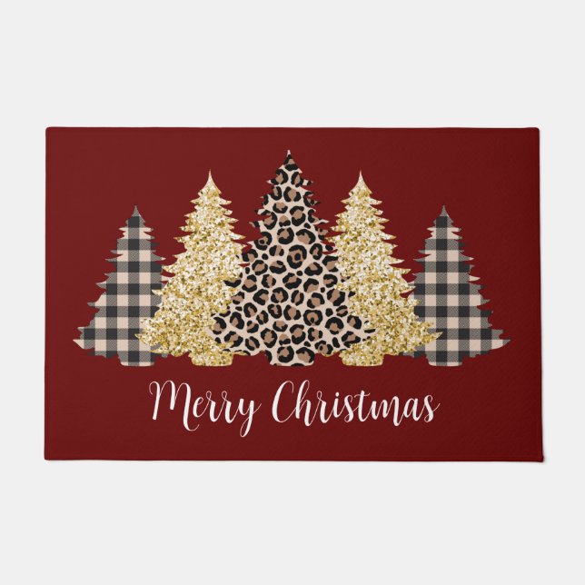 Felpudo Árbol de Navidad Estampado de Guepardo Cuadro de B (Anverso)