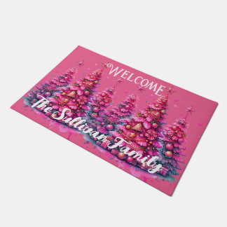 Felpudo Árbol de Navidad Rosa Estético Preppy
