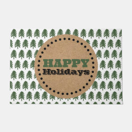 Felpudo Árbol de Navidad verde y blanco moderno