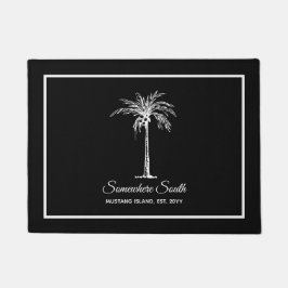 Felpudo Árbol de Palma Blanco Negro Moderno Personalizado