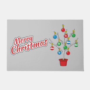 Felpudo Árbol de sucursal desnudo de los navidades - Feliz