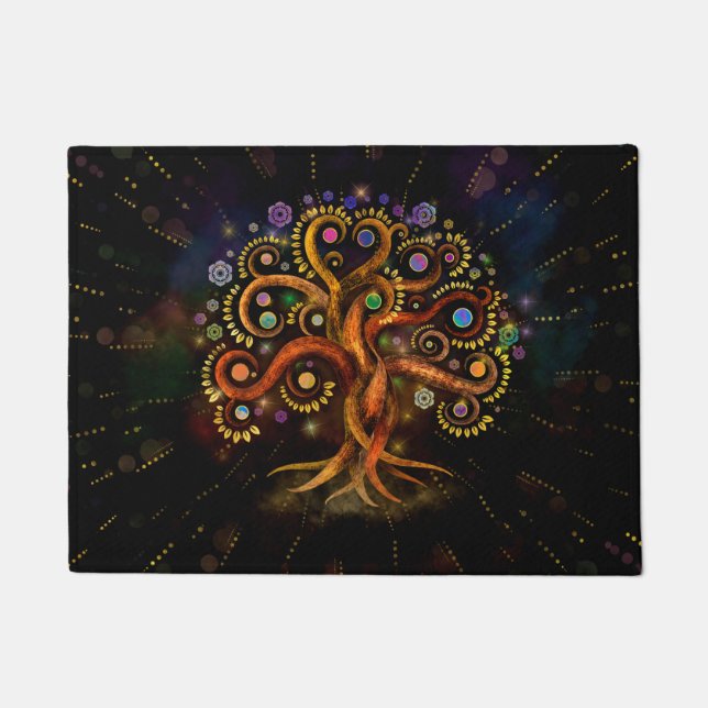 Felpudo Árbol de vida - Yggdrasil - Bizcocho arcoiris (Anverso)