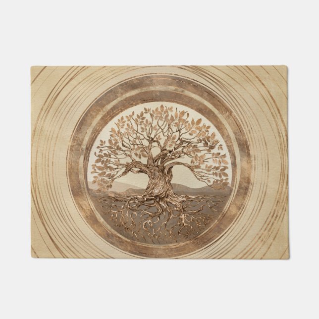 Felpudo Árbol de vida - Yggdrasil Pastel de oro (Anverso)