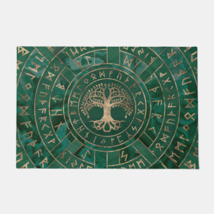 Felpudo Árbol de vida - Yggdrasil y Futhark - Malaquita