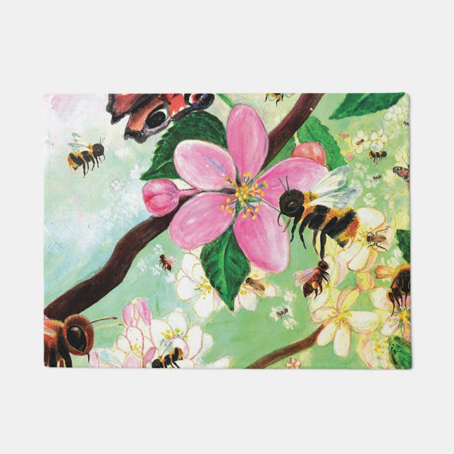 Felpudo Árbol floreciente con abejas (Anverso)