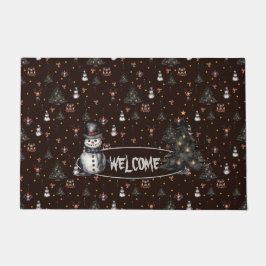 Felpudo Árbol gótico de Navidad Creepy Snowmen