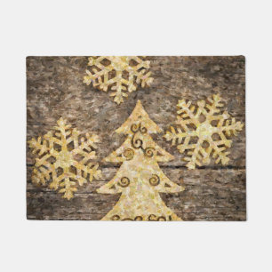 Felpudo Árbol navideño festivo con copas de nieve