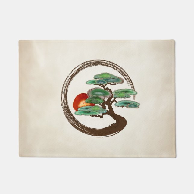Felpudo Árbol Zen Enzo Geode Bonsai sobre lienzo (Anverso)