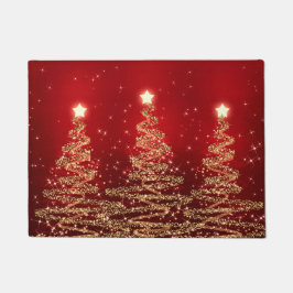 Felpudo Árboles chispeantes del navidad elegante rojos