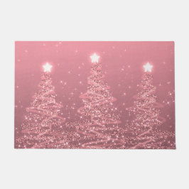 Felpudo Árboles de Navidad Elegantes con Destellos en Rosa