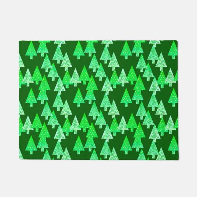 Felpudo Árboles de Navidad modernos de flores Pine Green  (Anverso)