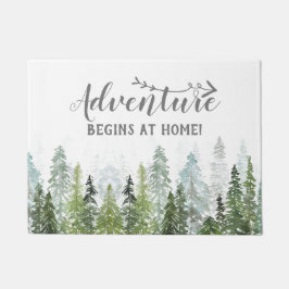Felpudo Árboles de pino acuarela | La aventura empieza en 
