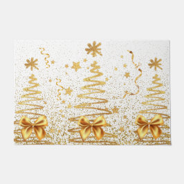 Felpudo Árboles modernos dorados brillantes Navidades bril
