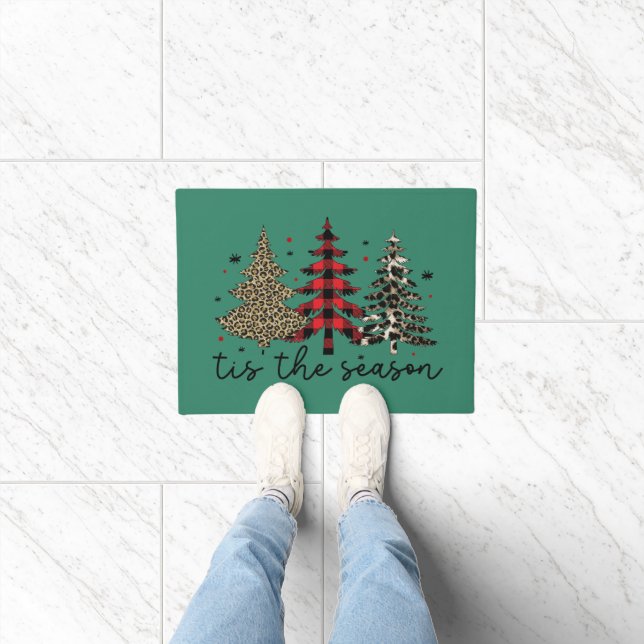Felpudo Árboles navideños de leopardo de la selva (Interior)