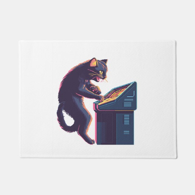 Felpudo Arcade Meowster � Gato Jugador Nostálgico (Anverso)
