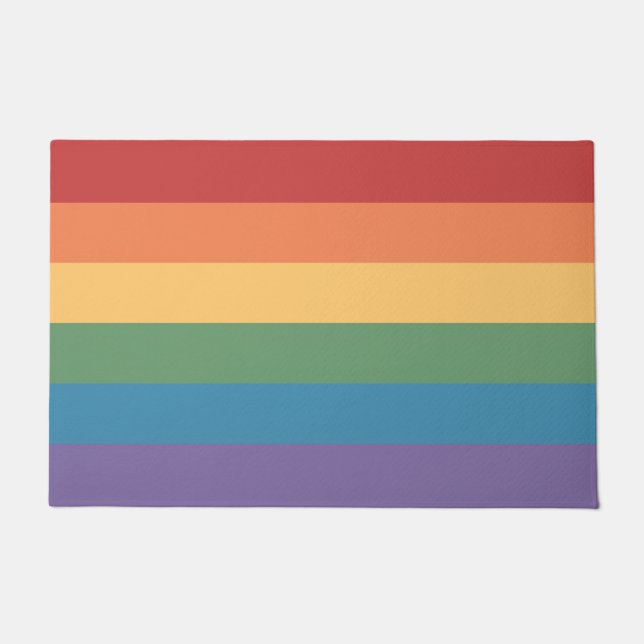 Felpudo Arcoiris de la bandera del orgullo gay LGBT (Anverso)