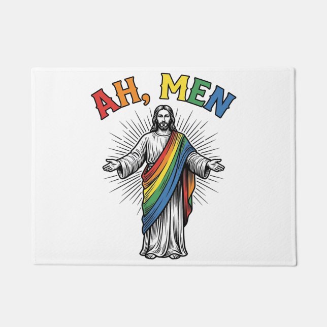 Felpudo Arcoíris Religioso Vintage Ah Hombres (Anverso)
