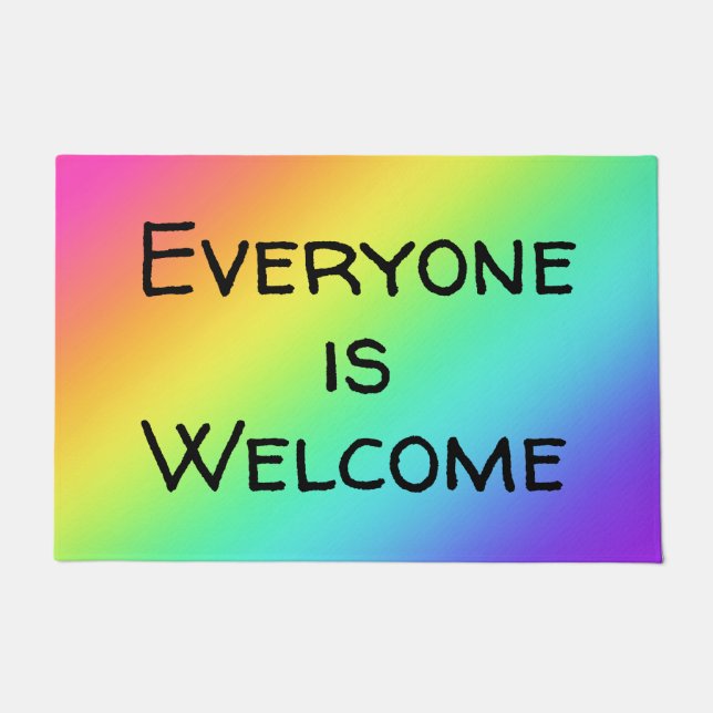 Felpudo Arcoiris Todos son bienvenidos Doormat (Anverso)