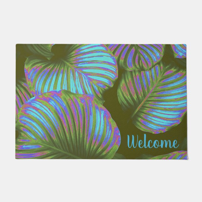 Felpudo Arcoiris Tropical deja Personalizado puerta Mat (Anverso)