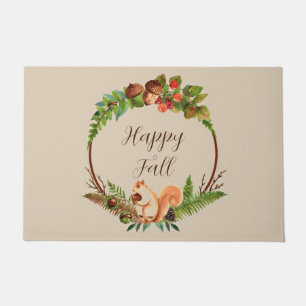 Felpudo Ardilla de otoño y naturaleza con texto personaliz