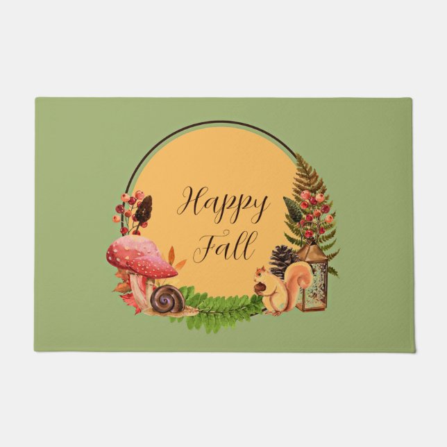 Felpudo Ardilla y naturaleza con texto de personalizable (Anverso)