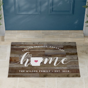 Felpudo Arkansas Home State Personalized Wood Look