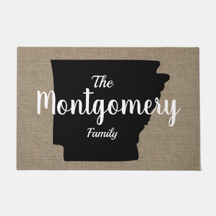 Felpudo Arkansas Silhouette & Faux Burlap Hand Lettering