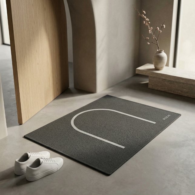 Felpudo Arquitectónico Gris Carbón Silenciado Arco Moderno (Architectural Muted Charcoal Grey Arch Japandi Bold Minimalist Modern Entryway Doormat)