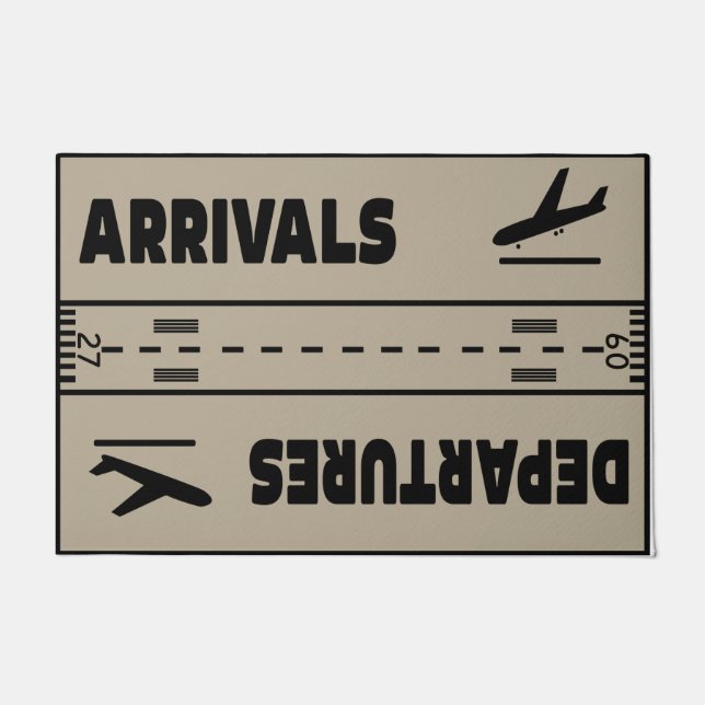 Felpudo Arrivals & Departures Doormat, Funny Airplane (Anverso)